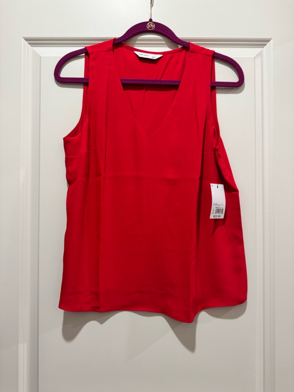 Nine West Bright Red Sleeveless V-Neck Blouse